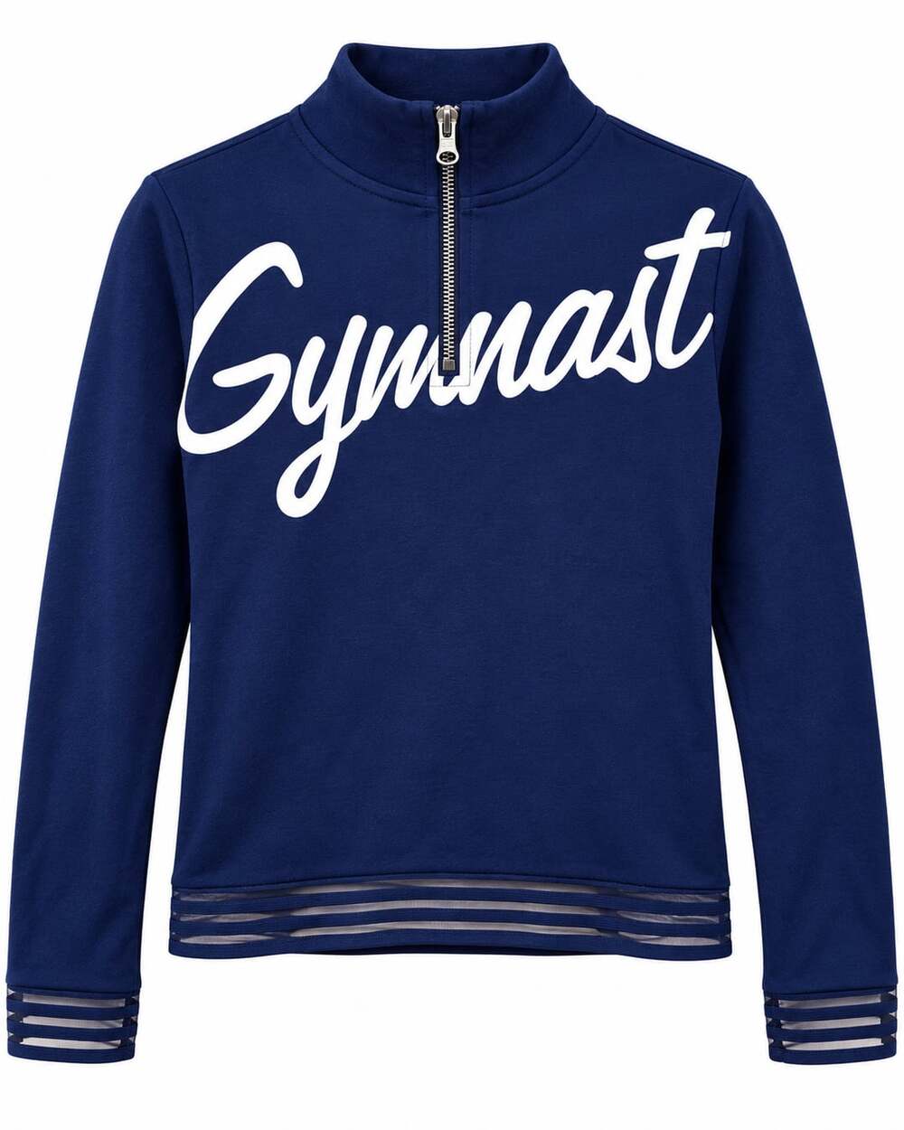 Justice Active Girls Size 10 Navy “Gymnast” Quarter Zip Pullover